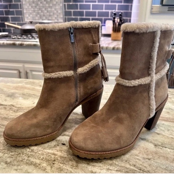 Frye Jen Shearling Short Bootie – Taupe Suede – Women’s 8 - Picture 4 of 7